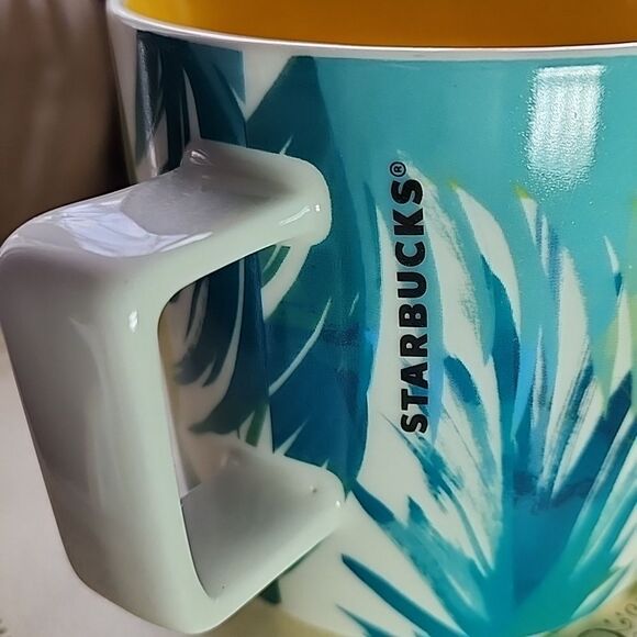 Starbucks Hawaii Palm Fronds Coffee Mug With Sunny Yellow Interior - Picture 8 of 9